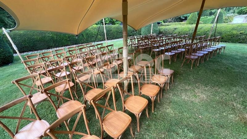 Crossback chaise empilable en bois massif Bois Marron clair - location Mouscron Tournai Lille - photo 2