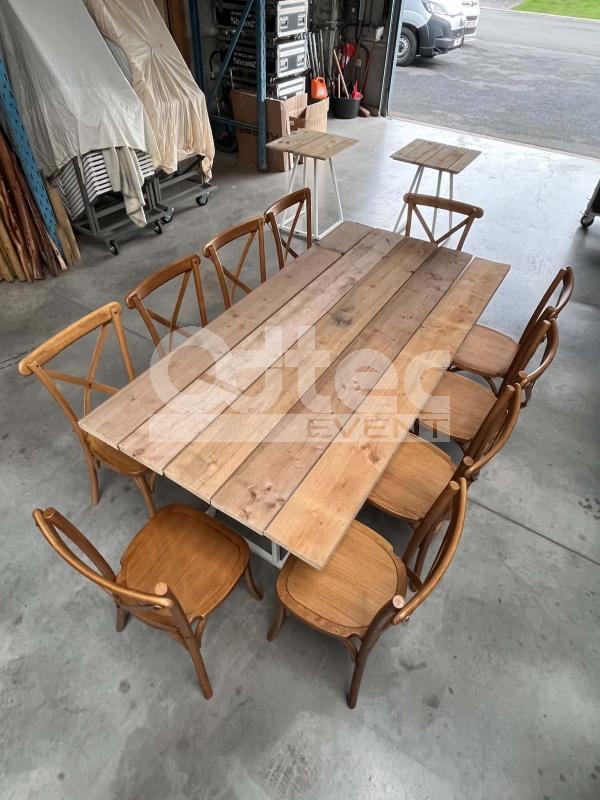 Crossback chaise empilable en bois massif Bois Marron clair - location Mouscron Tournai Lille - photo 5
