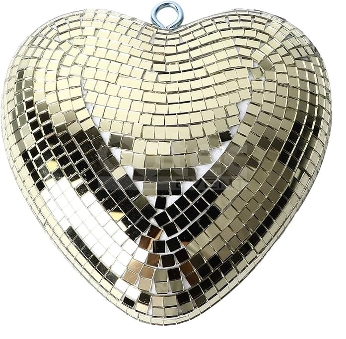 Boule disco miroir en forme de cœur